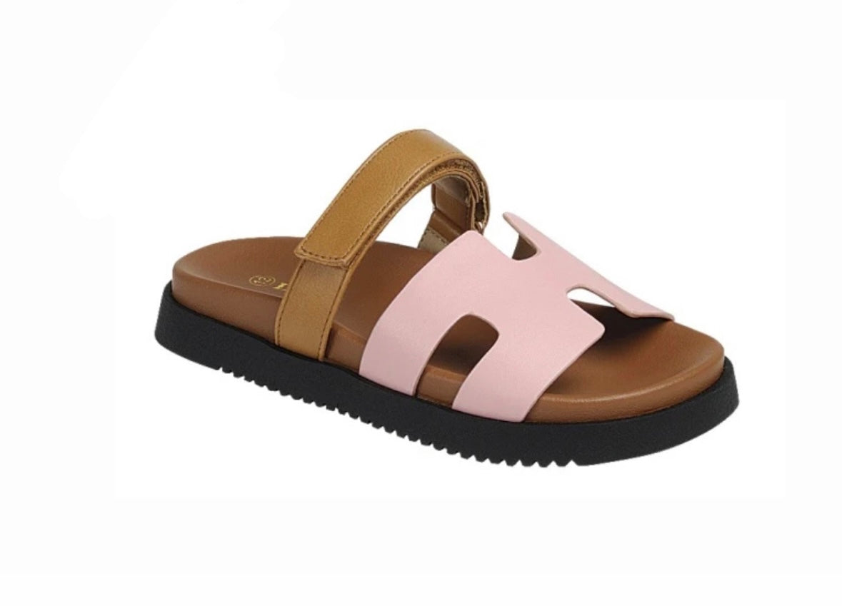Holly Slides - Pink / Camel