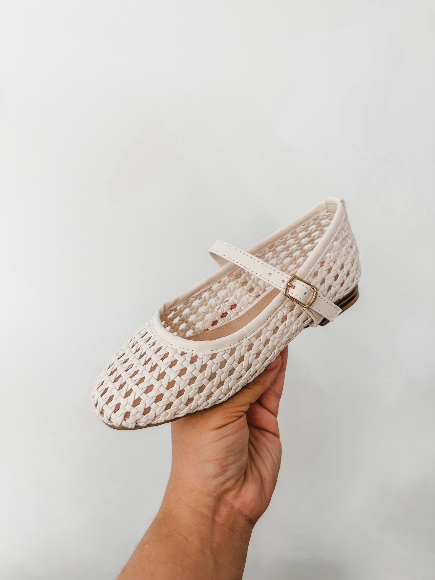 Viviana Crochet Mary Jane Flats Bone