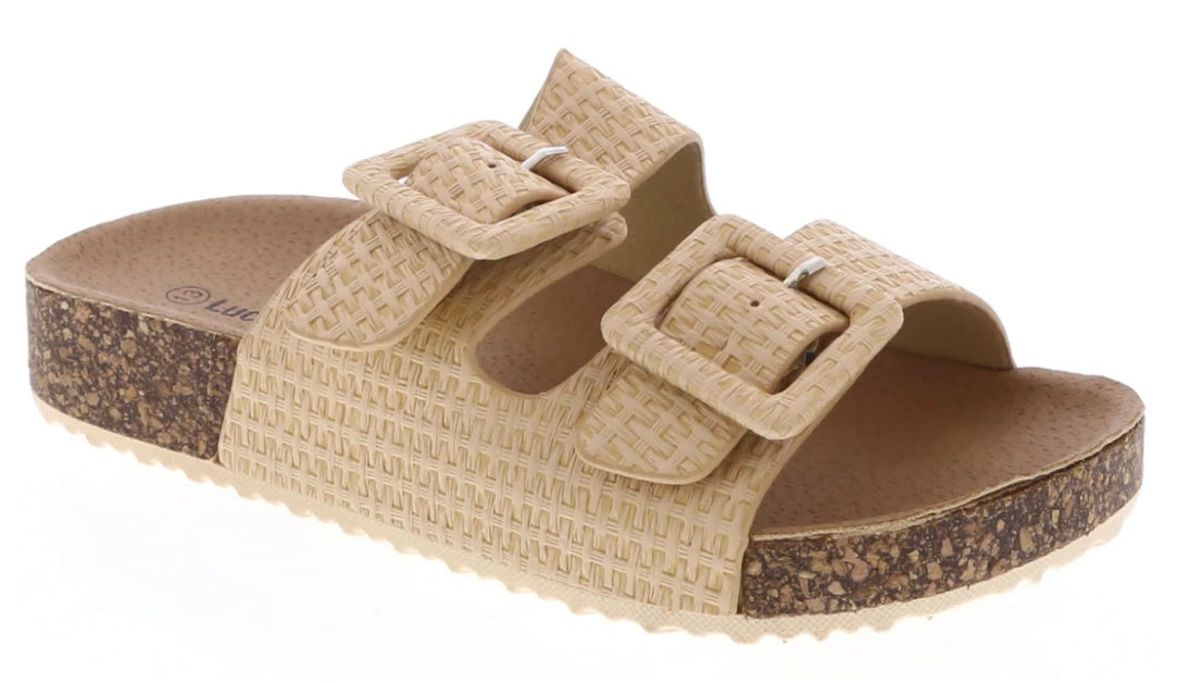 Belinda Slip on Sandals - Raffia Beige