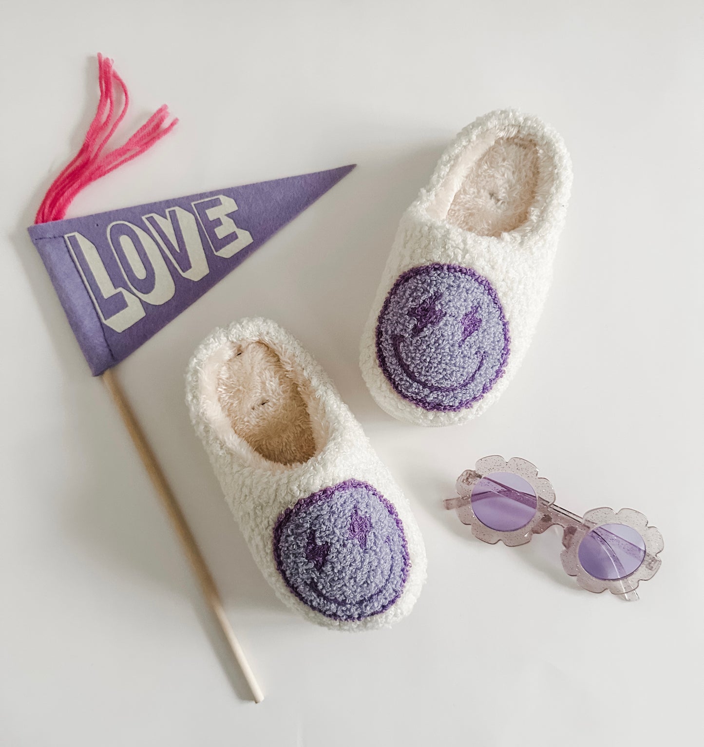 Happy Face Slippers - Purple