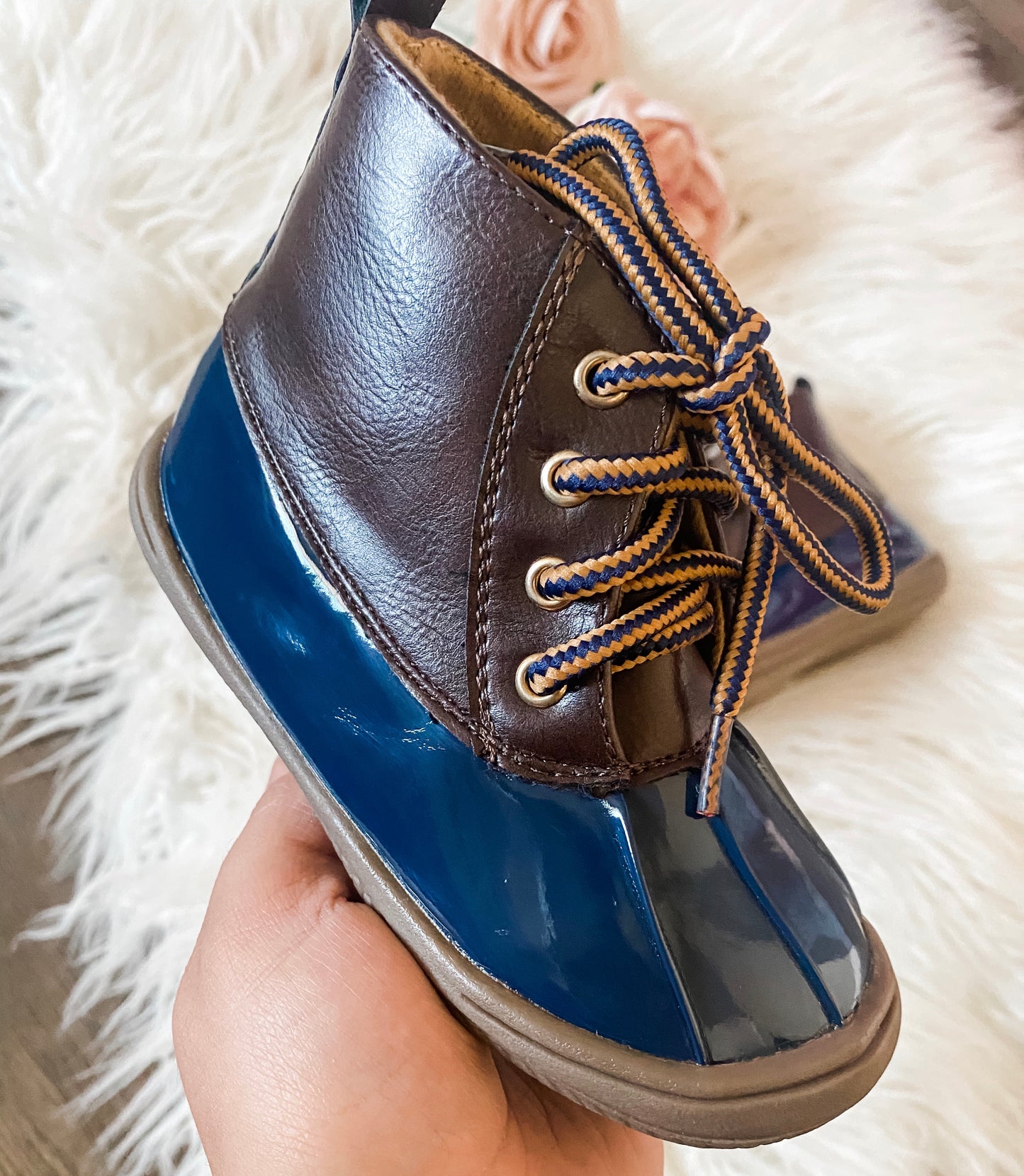 Riley Duck Boots - Toddler (brown/blue)