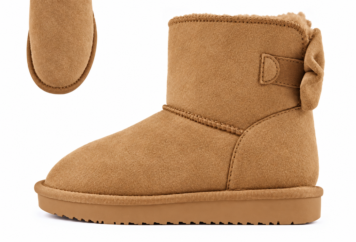 Pretty Tan Bow Ankle Boots