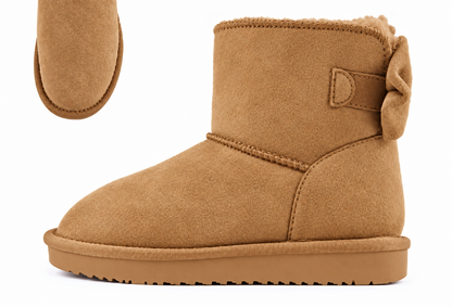 Pretty Tan Bow Ankle Boots