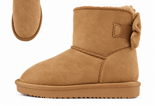 Pretty Tan Bow Ankle Boots