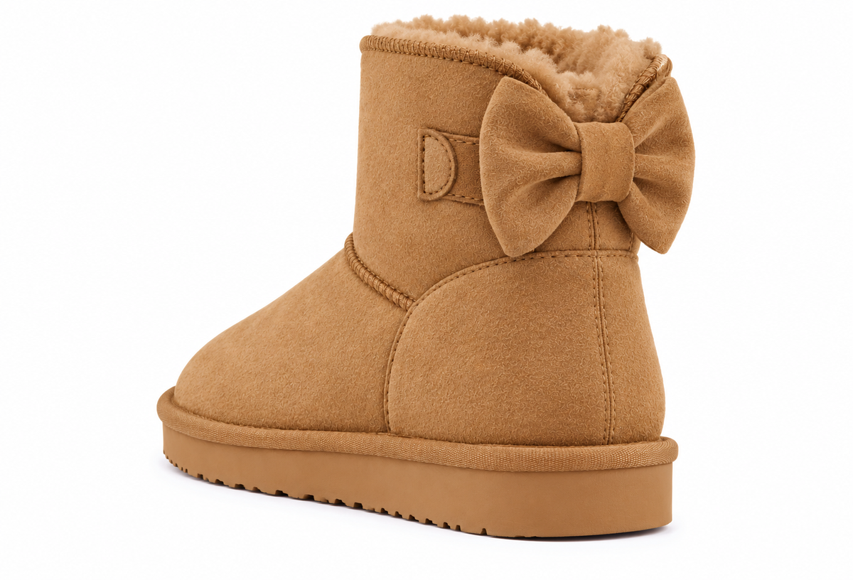 Pretty Tan Bow Ankle Boots