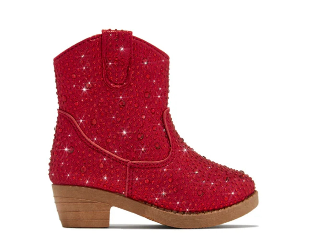 Glam Red Short Cowgirl Boots