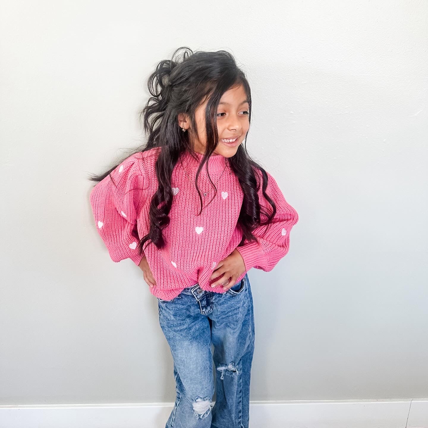 Heart Sweater - Hot Pink