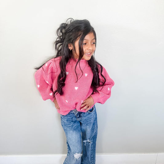 Heart Sweater - Hot Pink