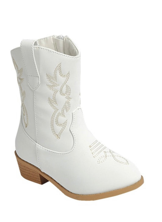 Pretty in White Cowgirl Boots - Toddler