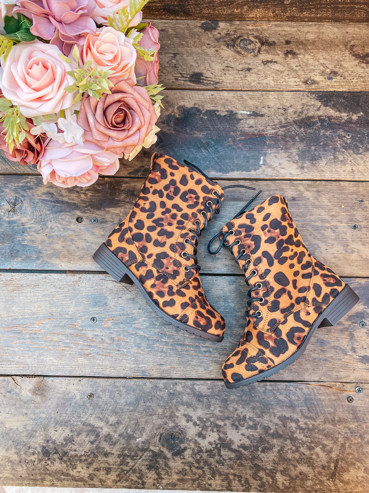 Wild One Leopard Combat Boots